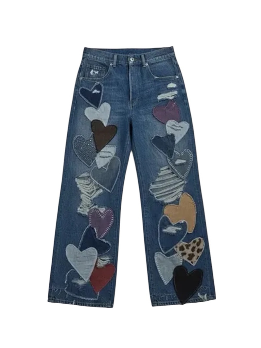 FREE PEOPLE WE THE FREE PIECE OF MY HEART PATCHWORK DISTRESSED WIDE LEG JEANS - Picture 13 of 14